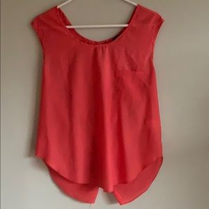 Coral Crop Top with Open Back